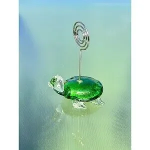 Handmade | Accents | Hand Blown Art Glass Turtle Note Holder Stand Memo ...